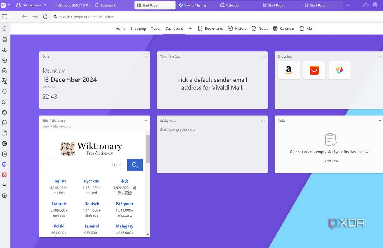Vivaldi dashboard