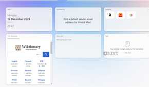 Vivaldi dashboard with widgets