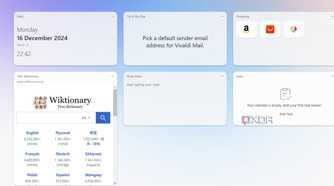 Vivaldi dashboard with widgets