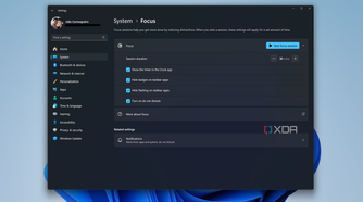 Screenshot of focus settings in the Windows 11 Settings app