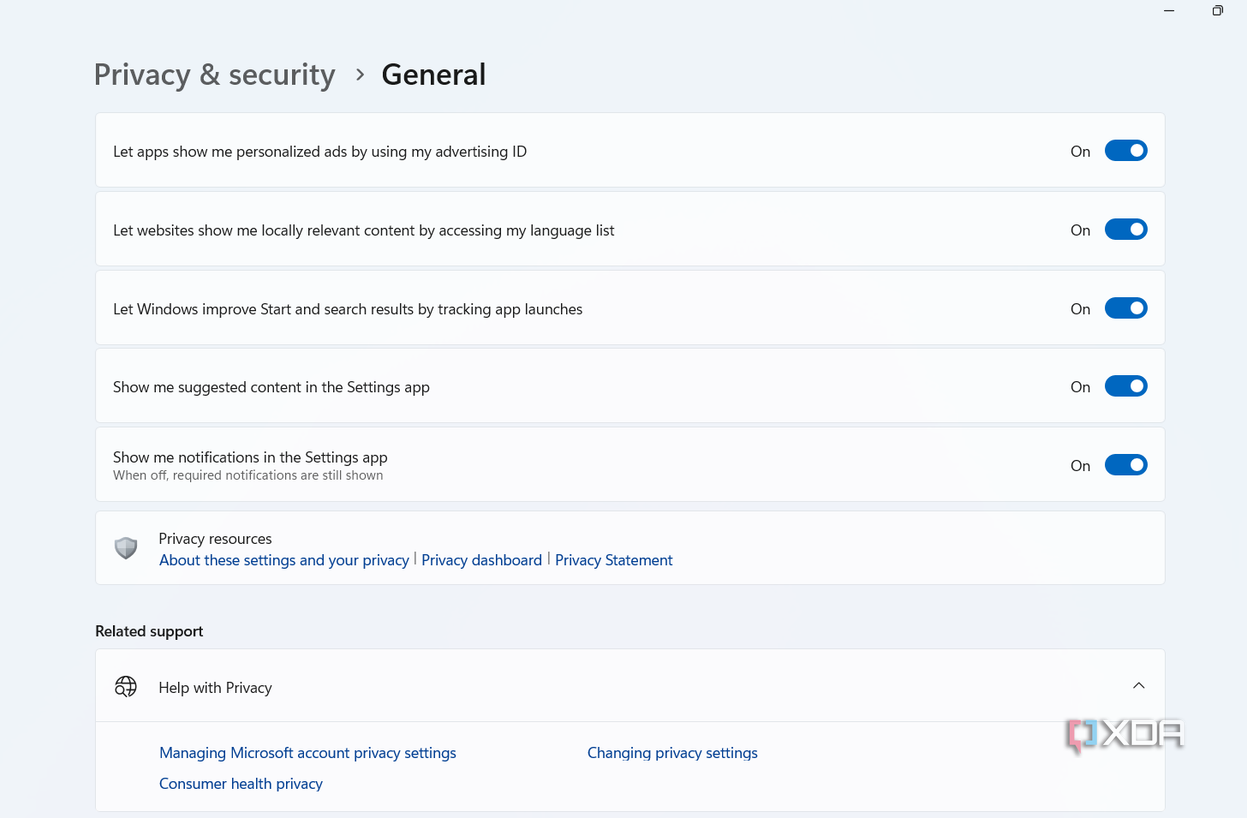 windows-11 privacy settings