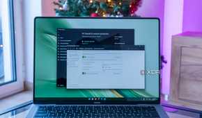 Windows 11 laptop showing settings pages for the Windows firewall