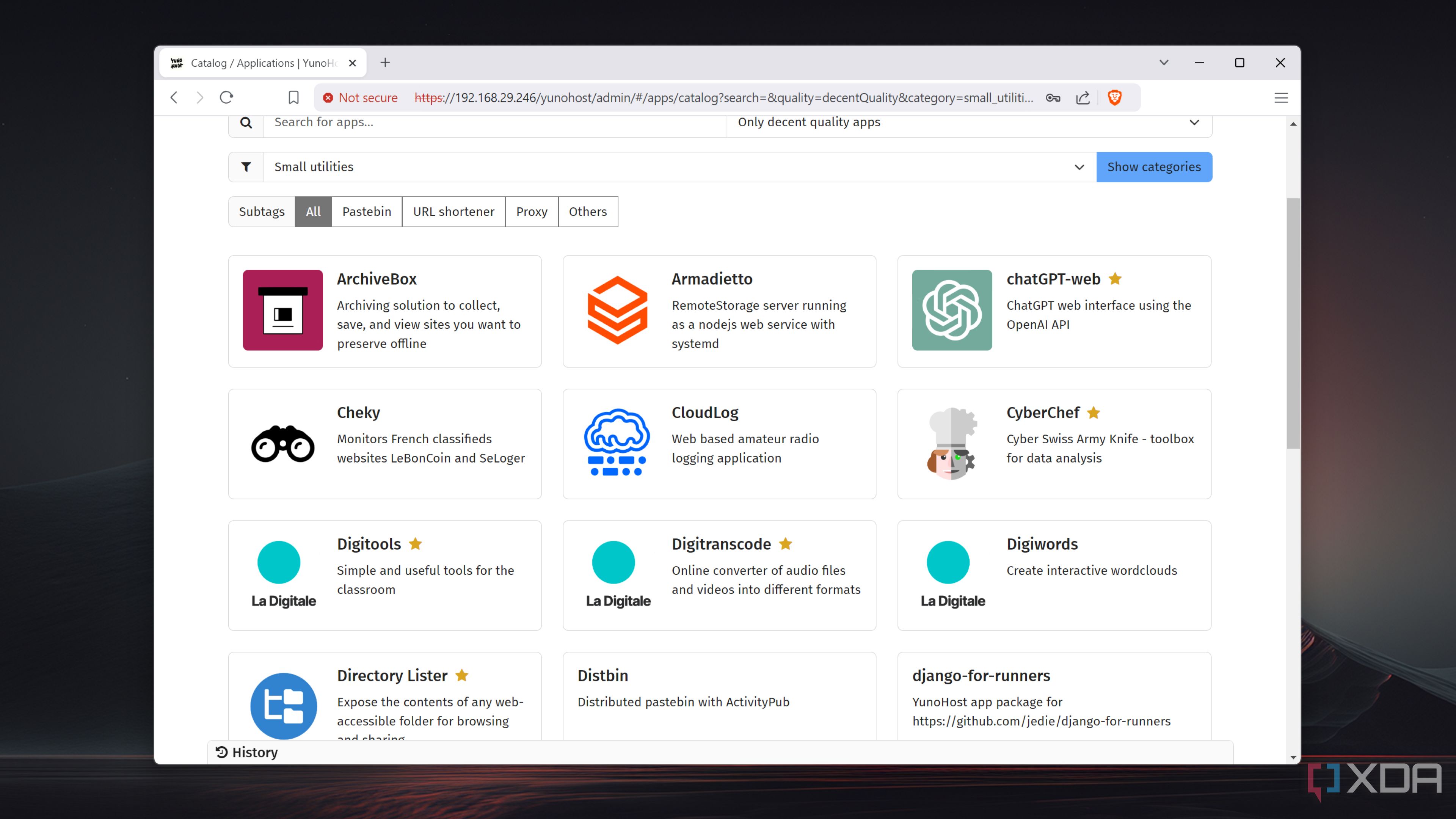 The app collection in YunoHost