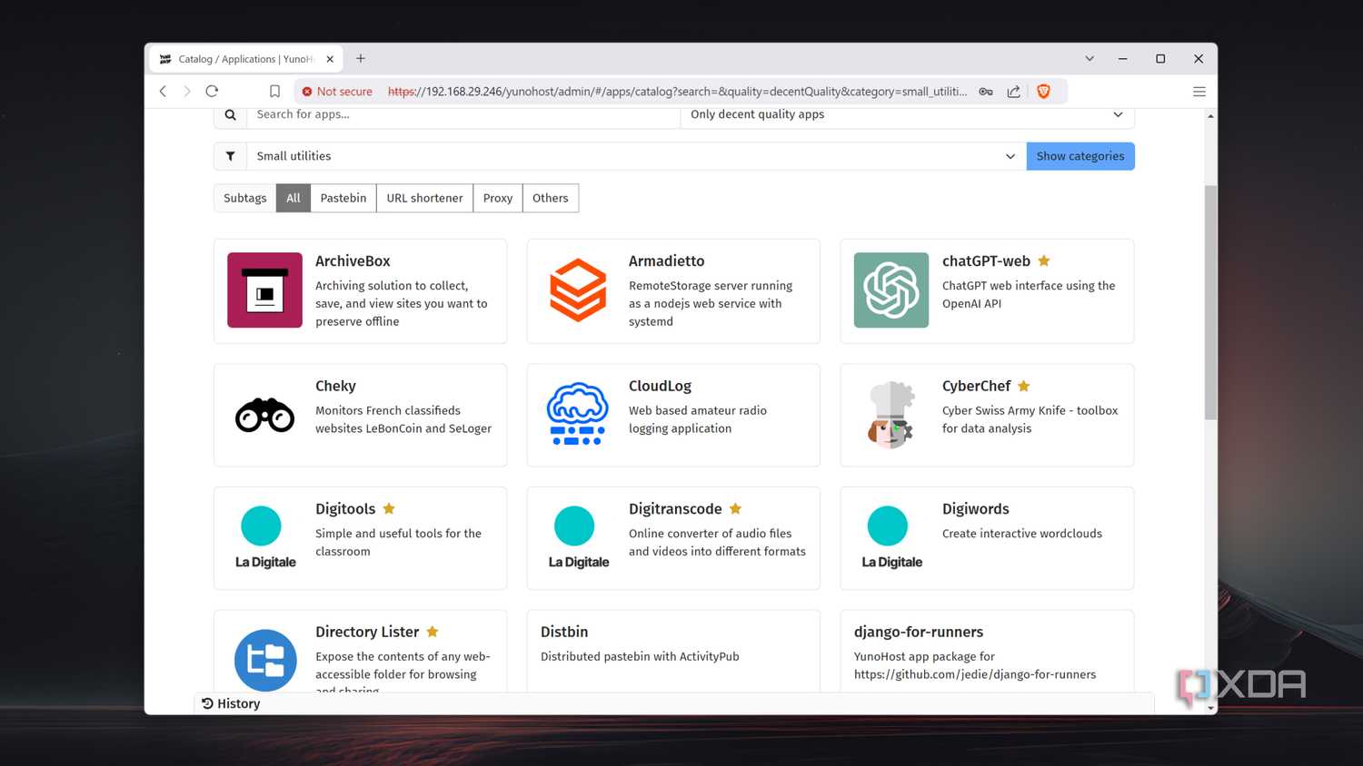 The app collection in YunoHost