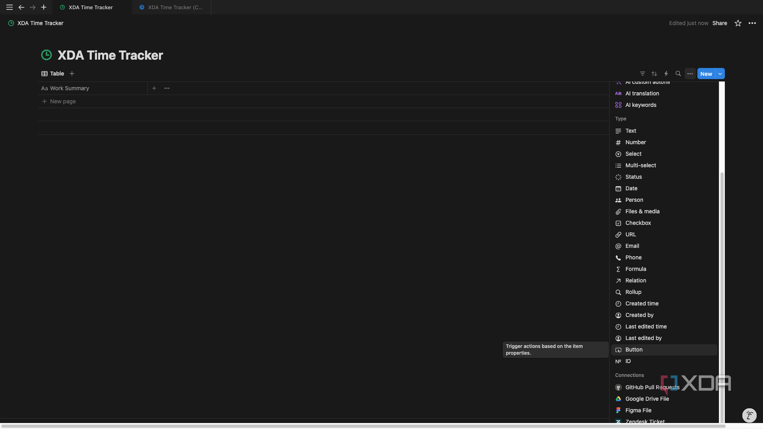 Add two Button properties from the properties men
