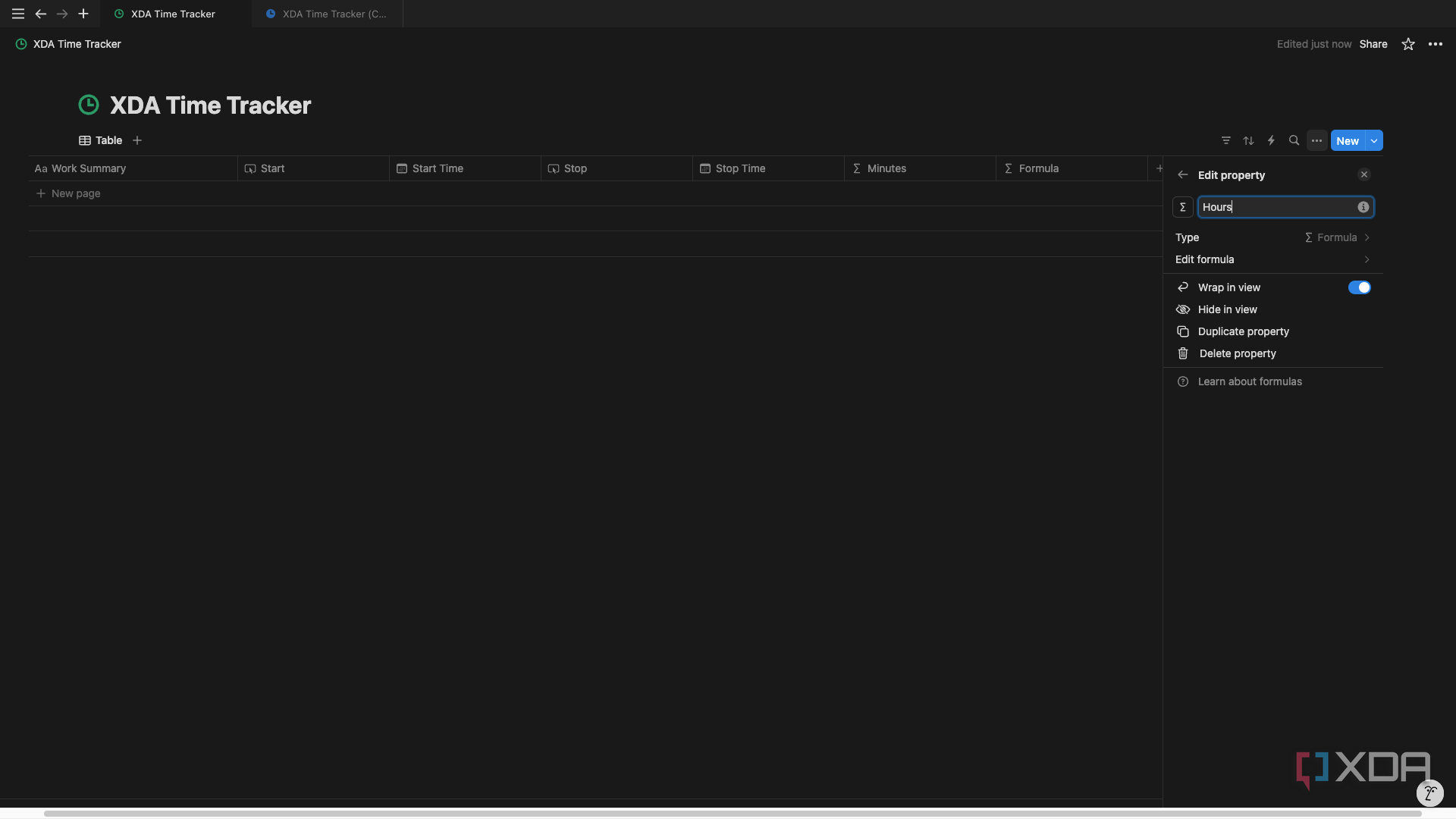 Rename the Formula properties Minutes and Hours