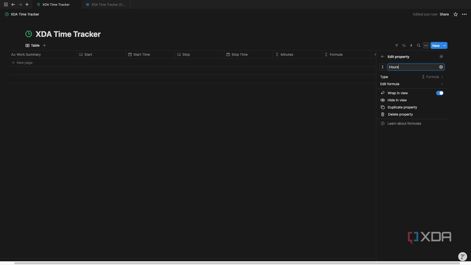 Rename the Formula properties Minutes and Hours