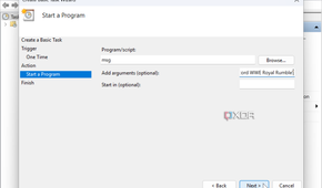 screenshot showing how to create a custom message in task scheduler
