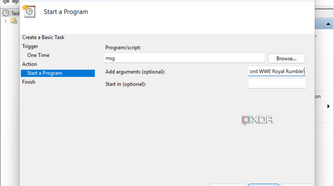 screenshot showing how to create a custom message in task scheduler