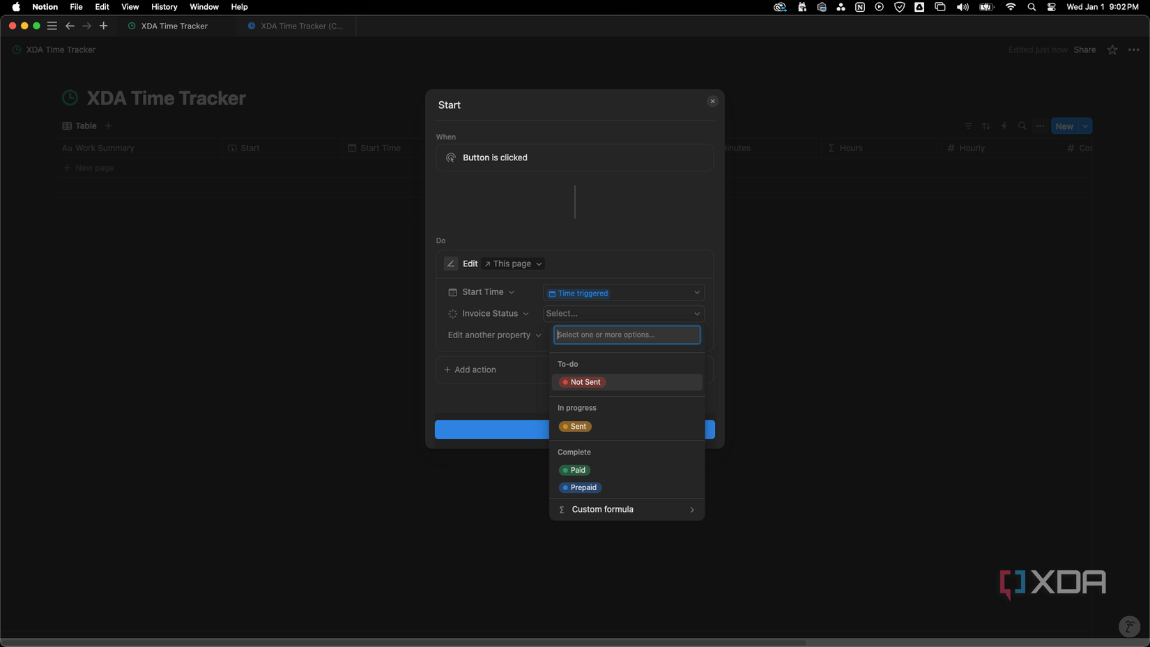 Click Select... next to Invoice Status and choose Not Sent.