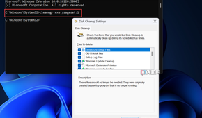 screenshot showing how to run a command to launch Disk Cleanup on Windows 11