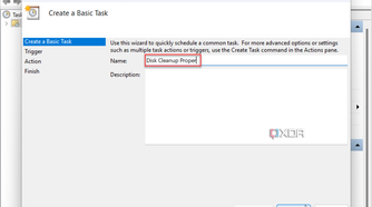 showing how to set a basic task in Task Scheduler on Windows 11