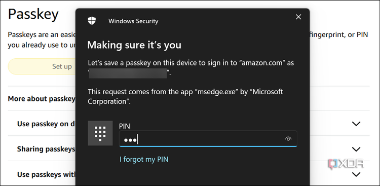 showing how to verify windows device with Windows hello PIN