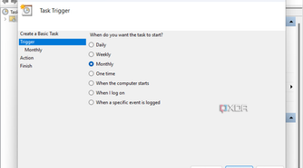 screenshot show setting trigger time in Task Scheduler on Windows 11