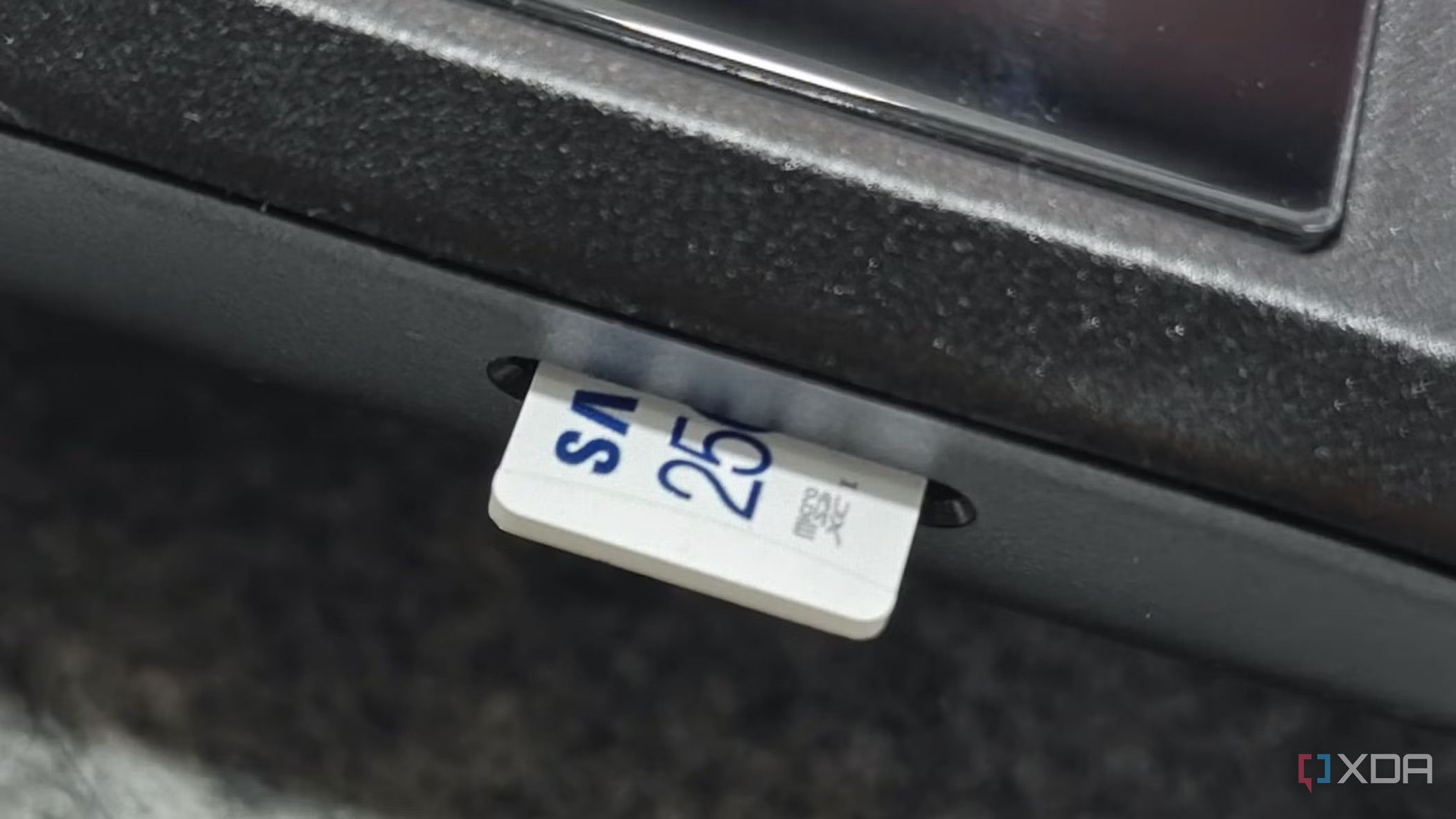 A microsd card inserted inside a Steam Deck