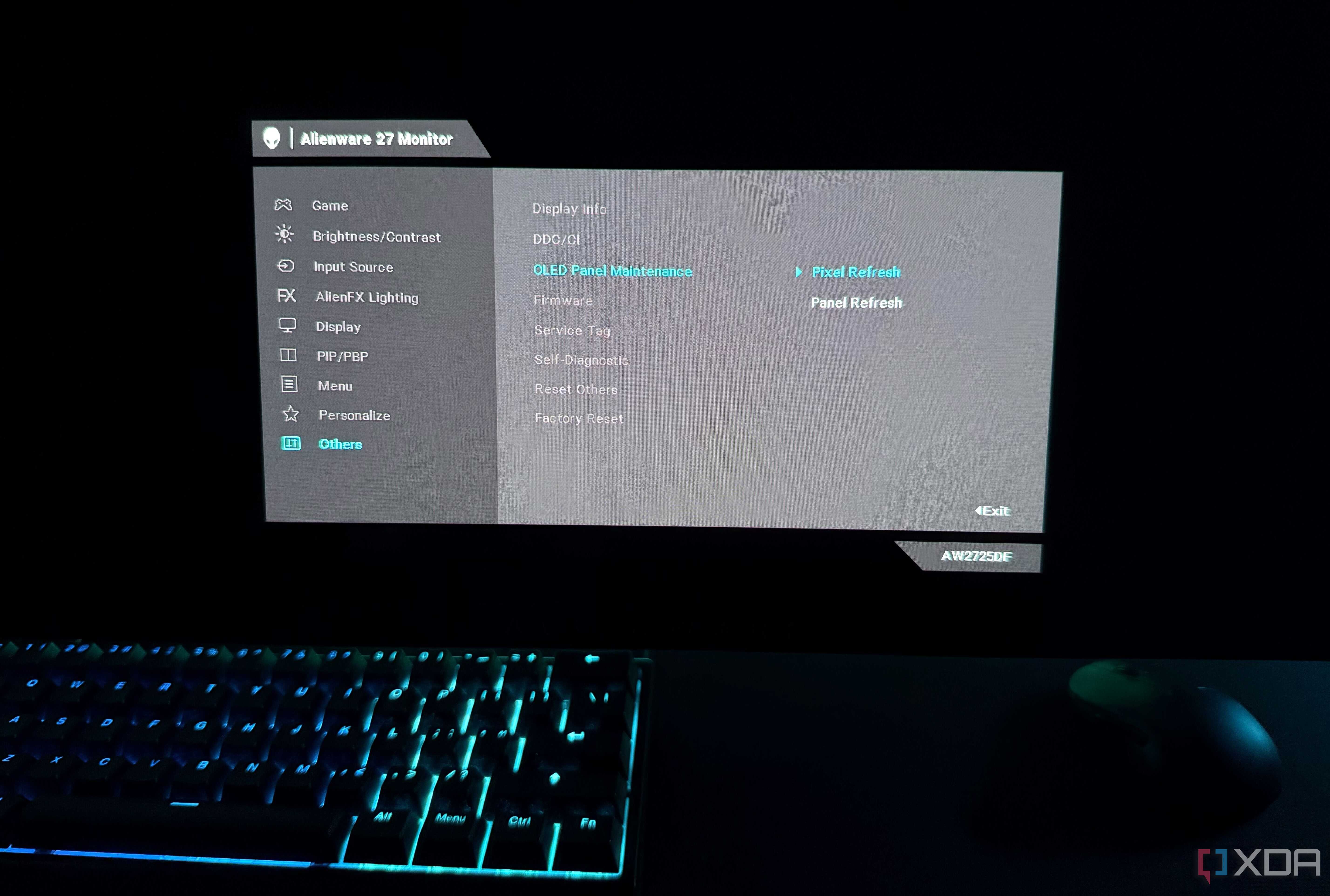 Alienware monitor OLED care features in OSD