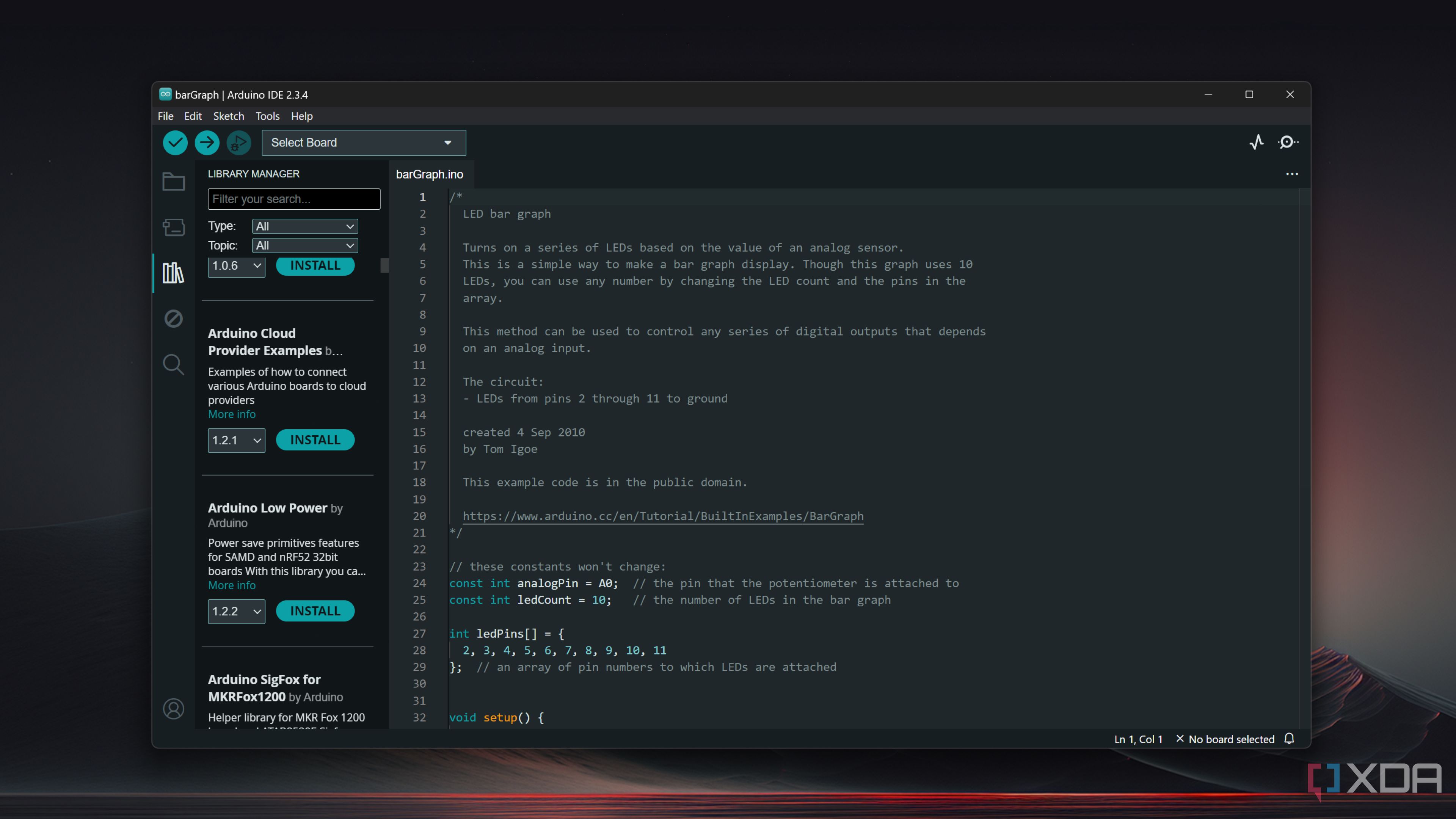 The library in the Arduino IDE