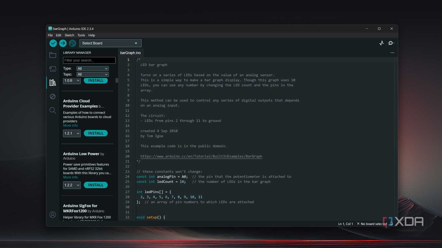 The library in the Arduino IDE