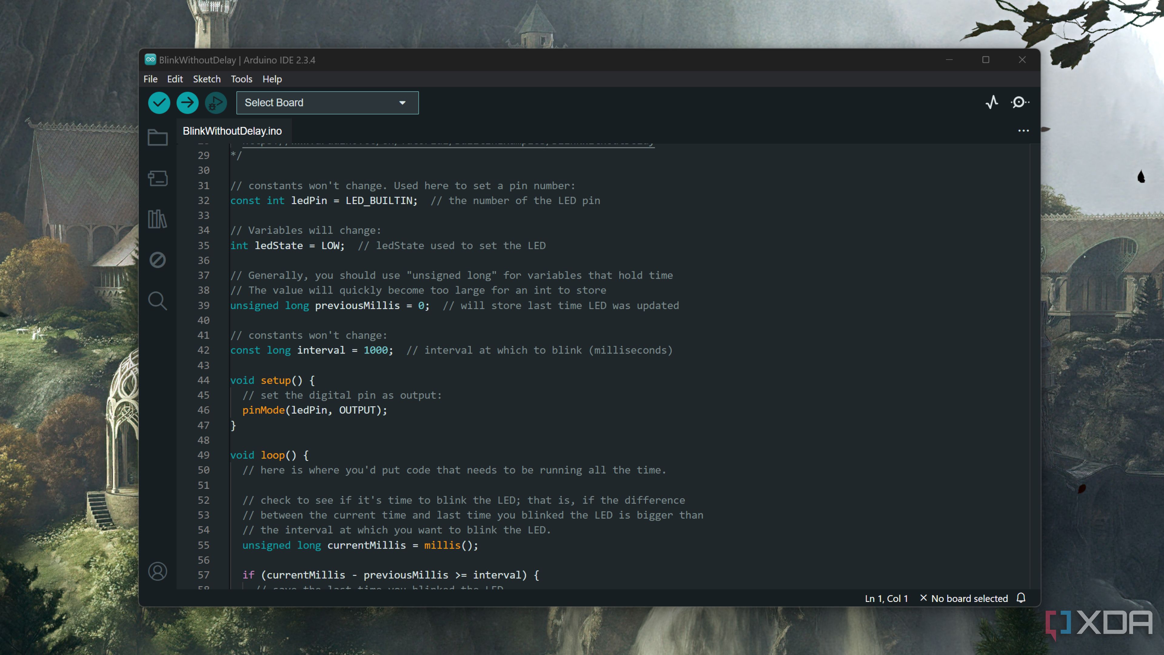 The BlinkWithoutDelay script the Arduino IDE