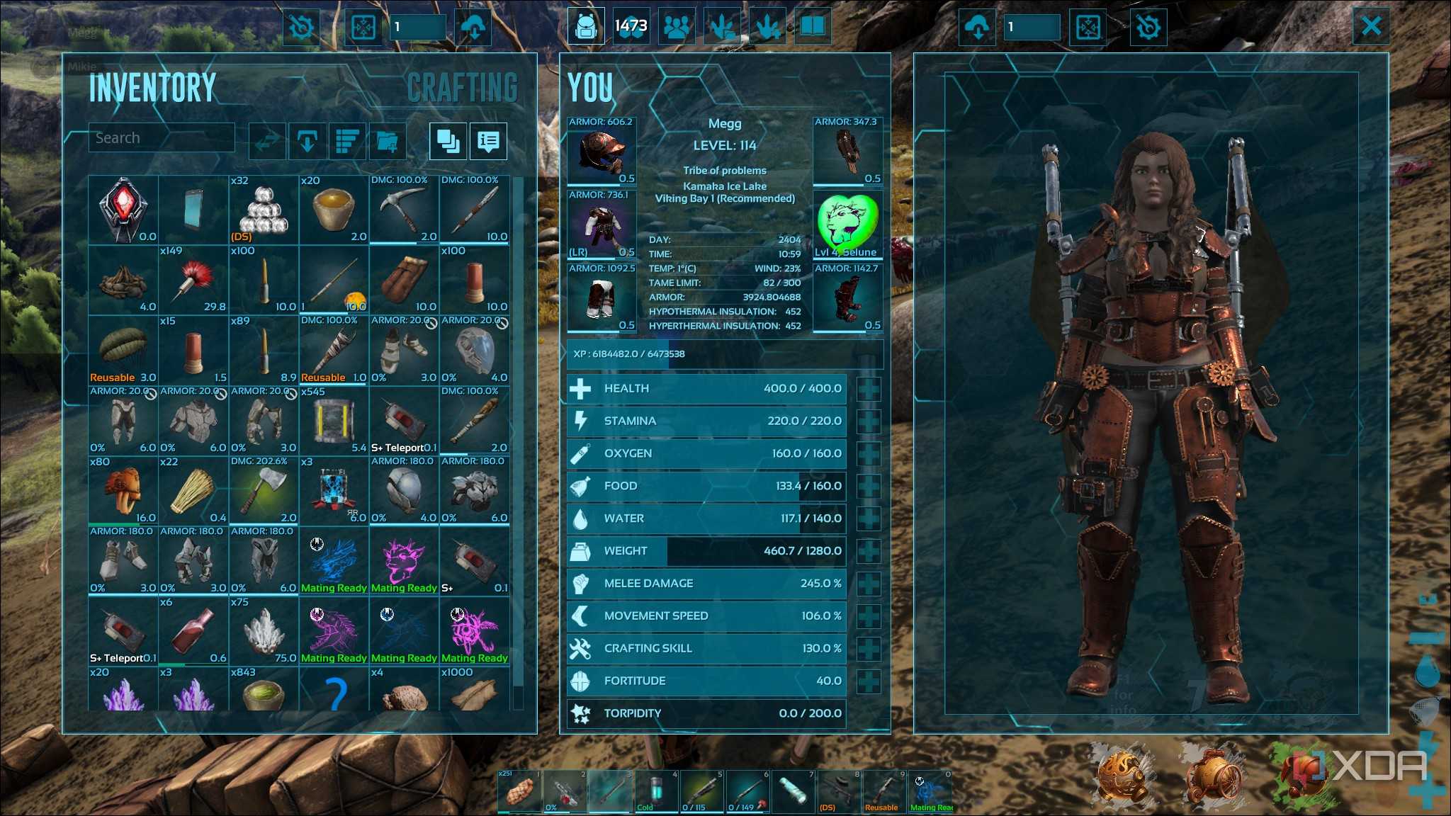 a player inventory with mods in ark survival evolved