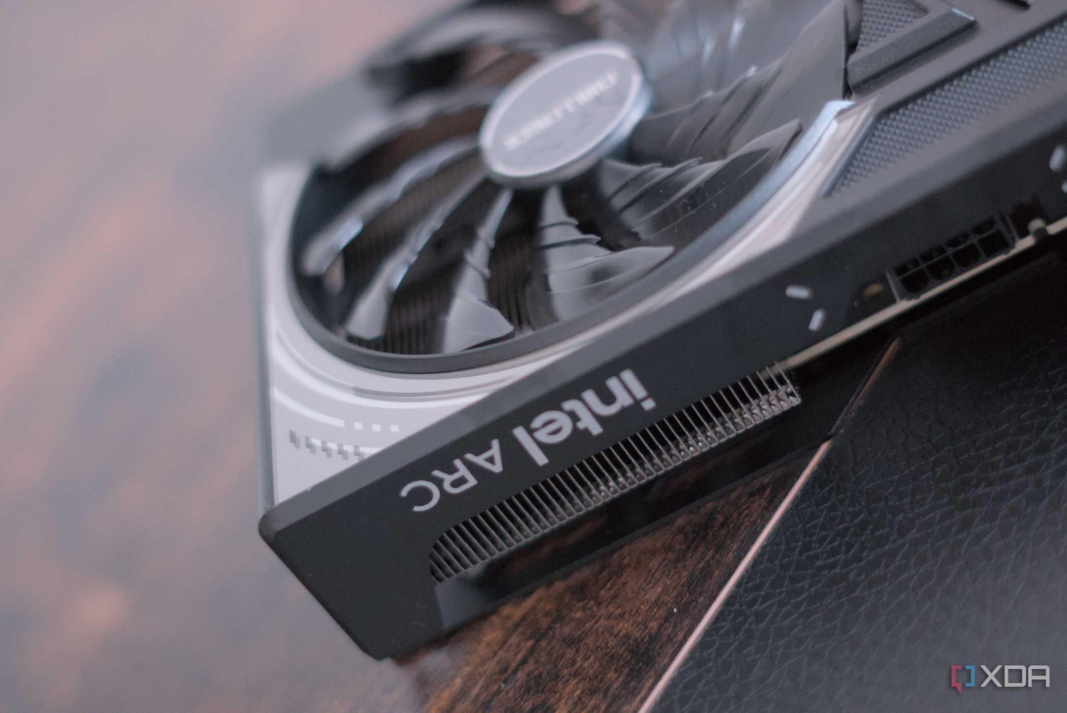 An image of the ASRock Arc B570 Challenger featuring Intel Arc branding.