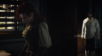 Elise giving her back to Arno while confronting him about the murder of her father