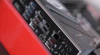 Asus ROG Strix B850-F Gaming WiFi rear I/O angle