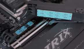 Primary M.2 slot's thermal pads on ASUS ROG Strix B850F Gaming WiFi motherboard