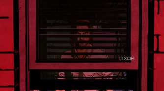bigby wolf seen behind window blinds in the wolf among us