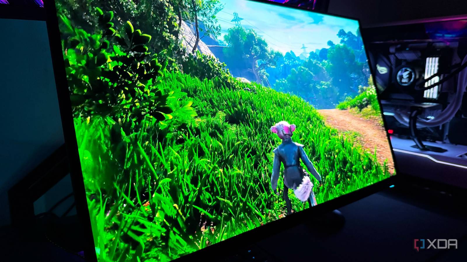 Biomutant on an OLED gaming monitor