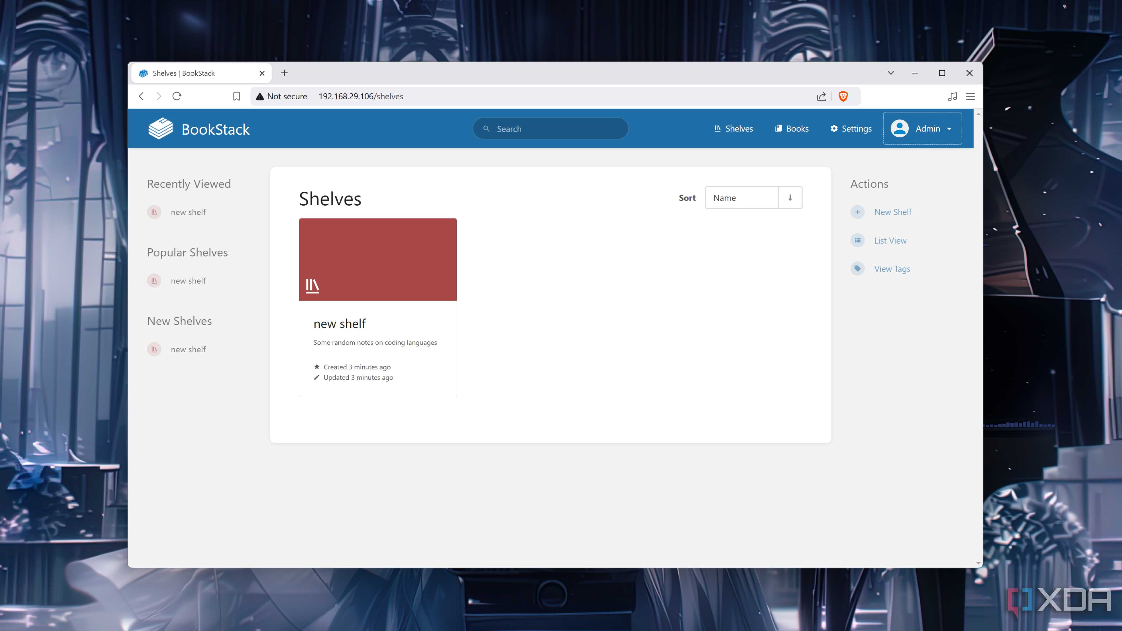 The BookStack web UI