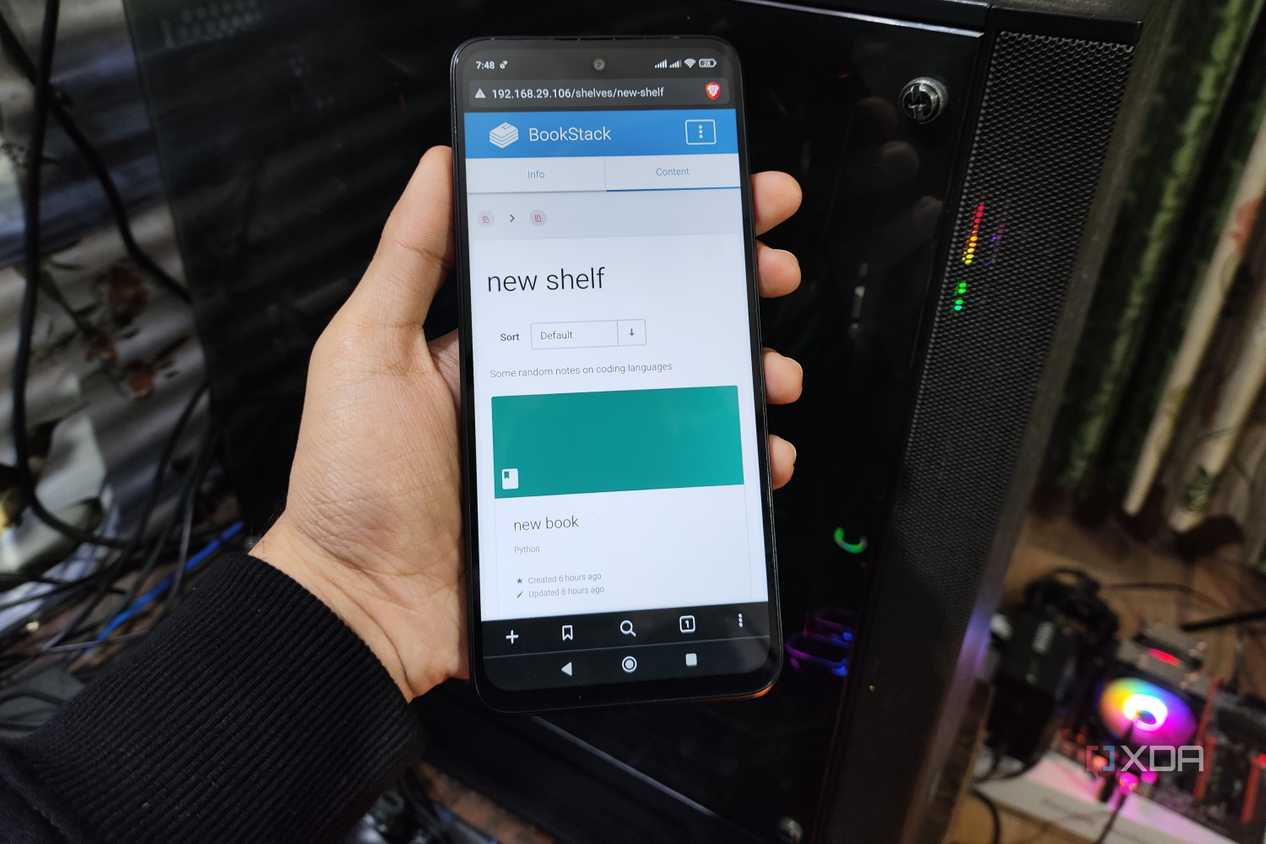 Accessing a BookStack server from a Poco M6 Pro