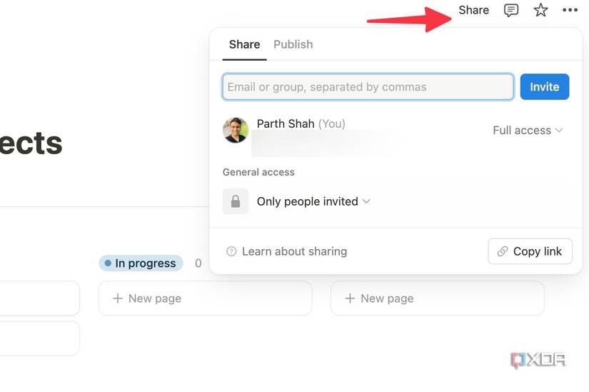 Share pages in Notion