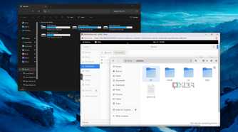 Running a Debian VM on Proxmox, with the Windows 11 File Explorer open in the background