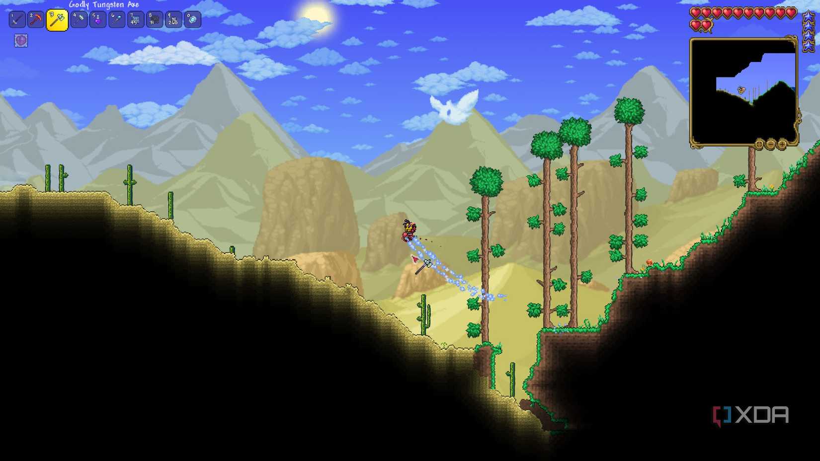 a player in the desert biome in terraria