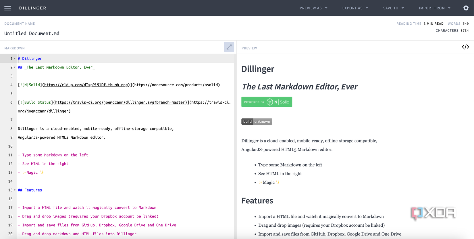 Dillinger markdown editor
