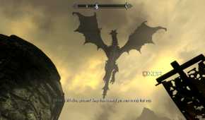a dragon flying overhead in skyrim