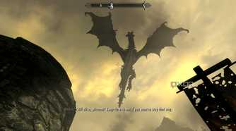 a dragon flying overhead in skyrim