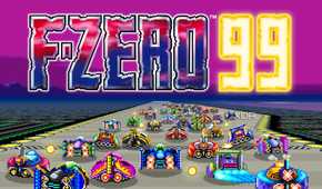 Text reading F-Zero 99 with artwork representing the game underneath