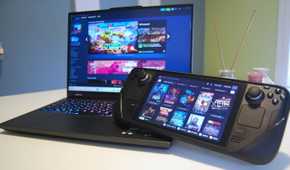 Image of a laptop and a Steam Deck, both with the Steam store on screen.