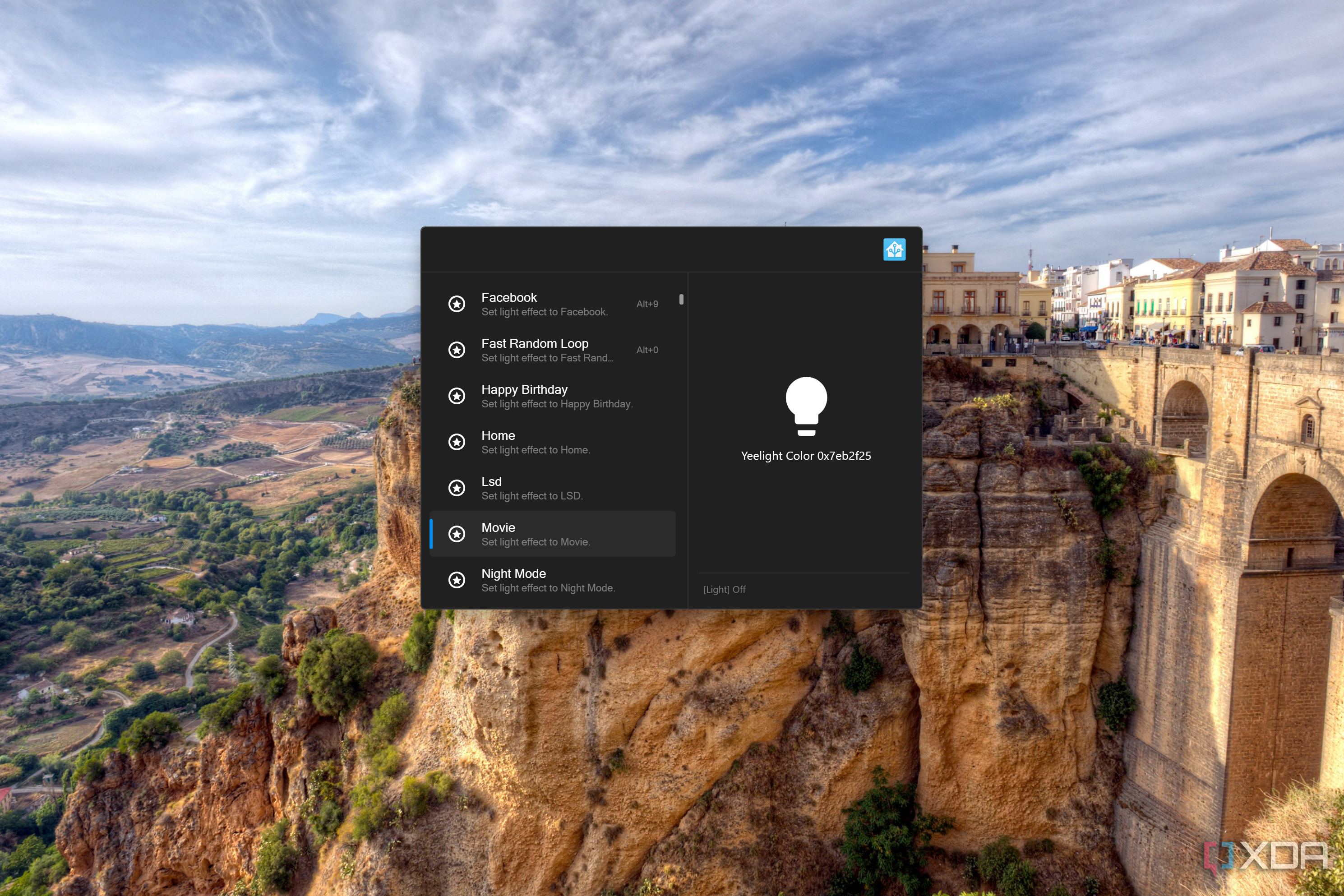 Screenshot of Flow Launcher showing Home Assistant commands for a light bulb using the HA-Commander plug-in