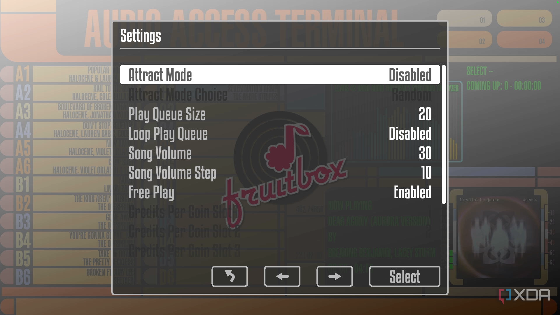 Fruitbox Settings Menu