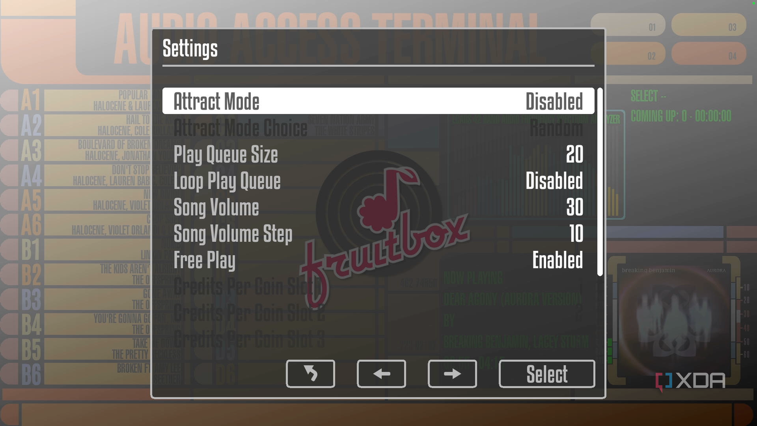 Fruitbox Settings Menu