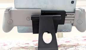 Rear image of a Gamesir Galileo G8 controller, extended to hold a Samsung S6 Lite Tablet.
