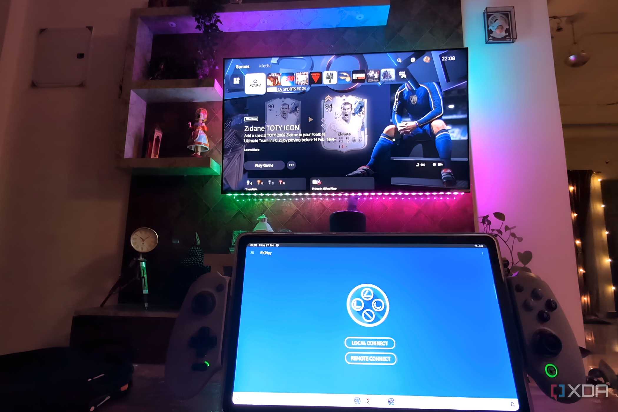 An image of the portable handheld Galileo G8 connecting with a local PlayStation 5.