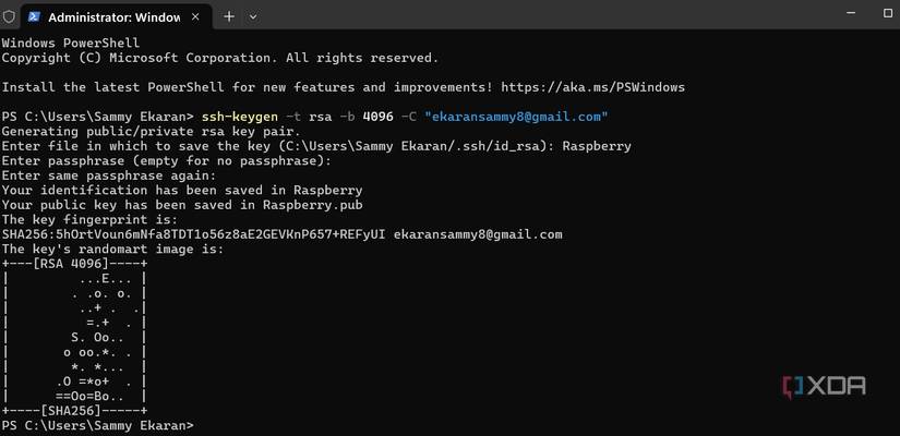 Generating the SSH key and saving it on the local computer