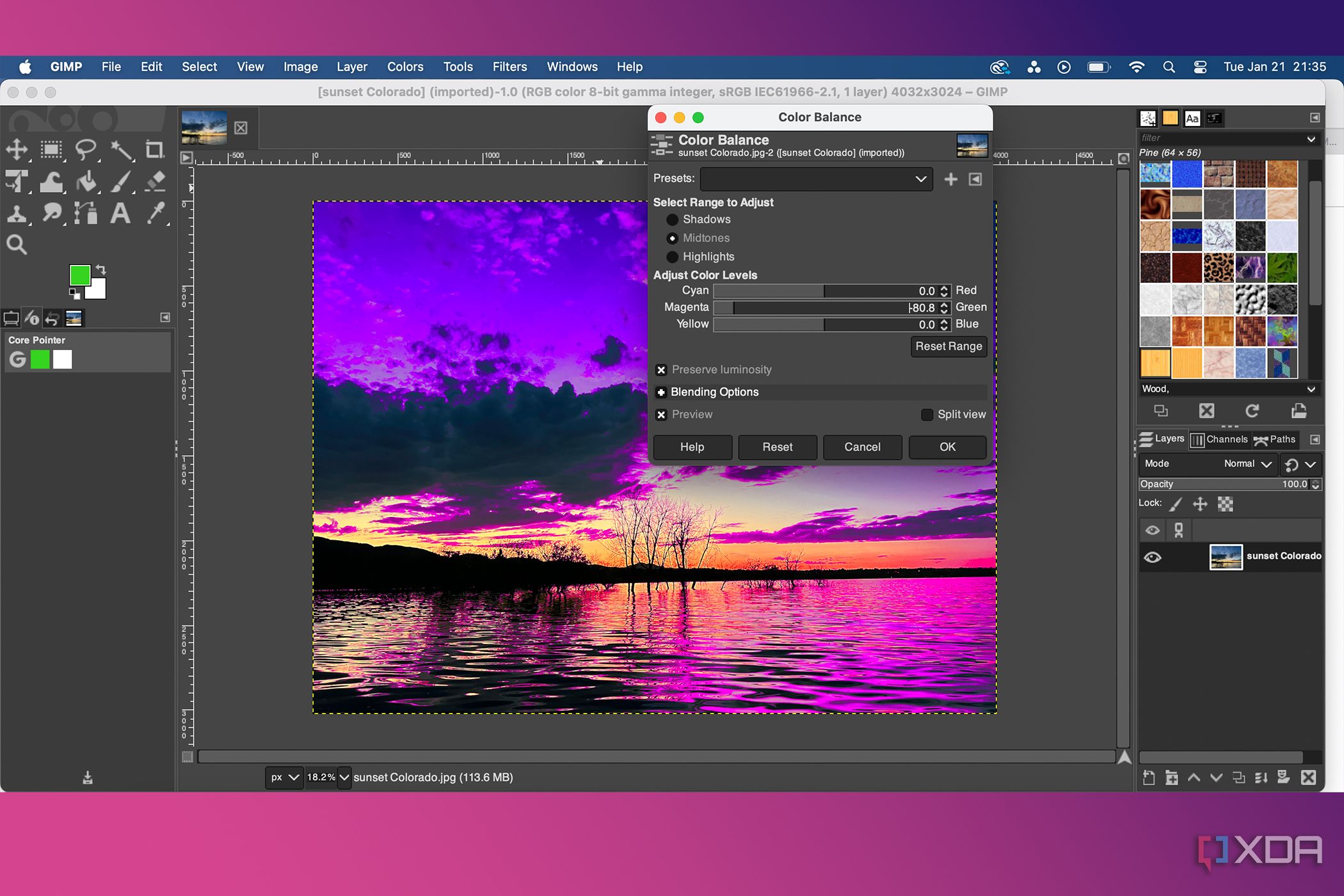 GIMP adjustment effects