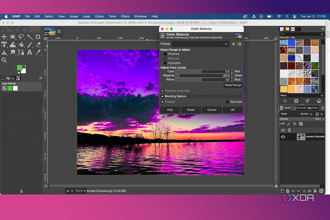 GIMP adjustment effects