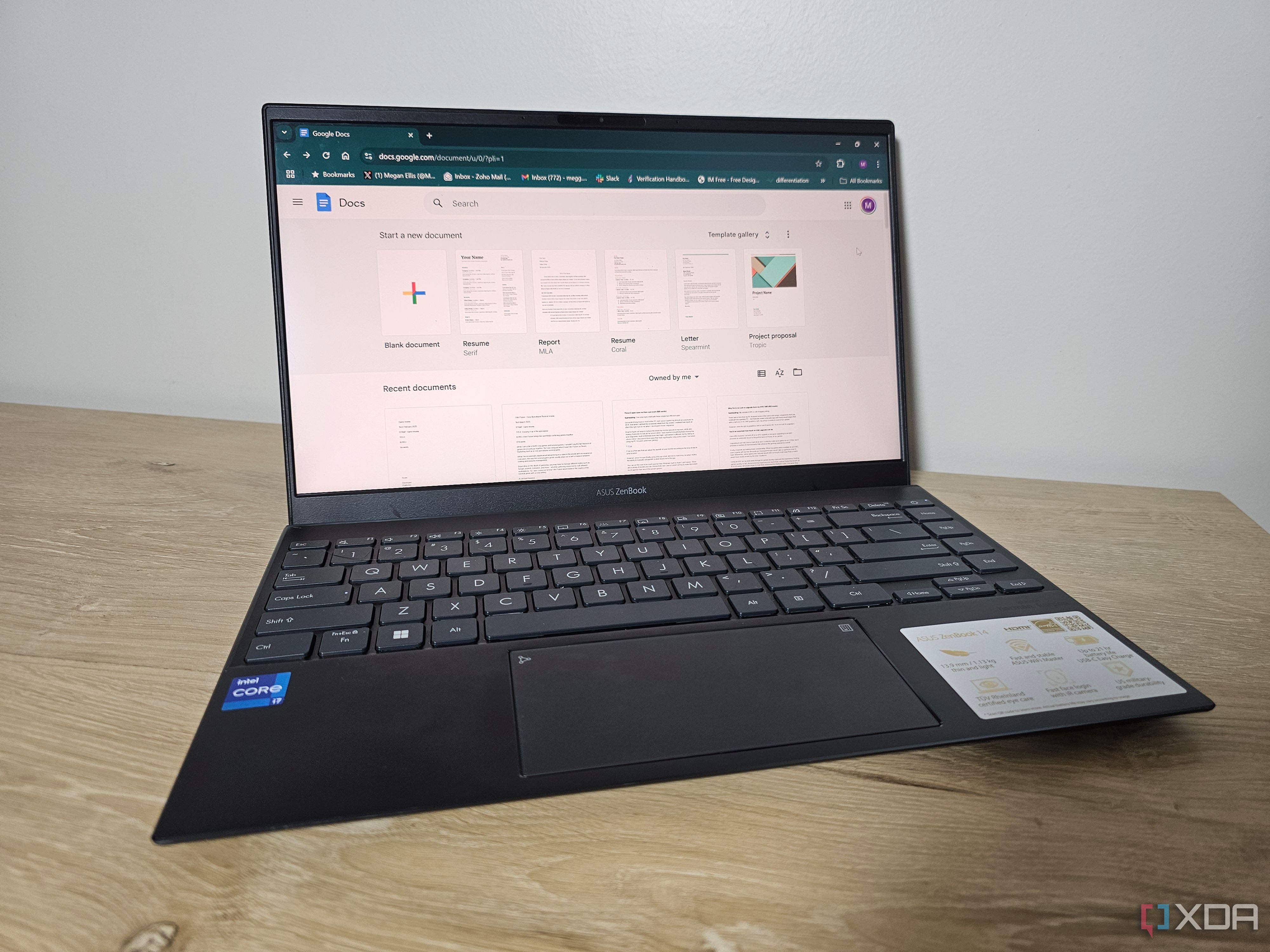 the google docs website on a laptop
