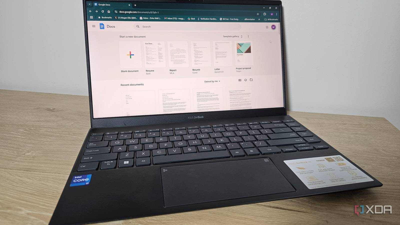 the google docs website on a laptop